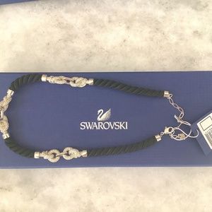 Swarovski necklace16 inch crystal and black Rope necklace-New